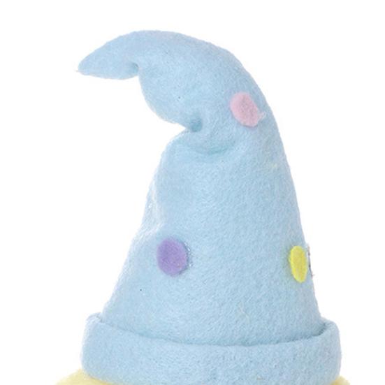 Pluszowa Lalka Kurczak Ozdoba Wielkanocna z Kolorowym Kapeluszem Czarodzieja Brokatową Powierzchnią Jajka Żółta Pluszowa Dekoracja na Biurko Półkę na Książki Świąteczny Sezonowy Dekor