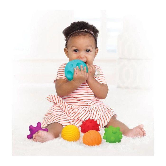 6 balles sensorielles - INFANTINO - Jouet pour bébé - Couleur bleu - Plastique souple