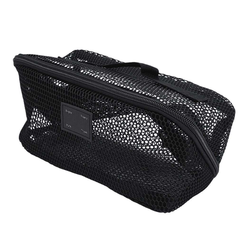 Mesh Makeup Bag Large Capacity Open Flat Toiletry Bag Travel Organizing   Pouch for Women