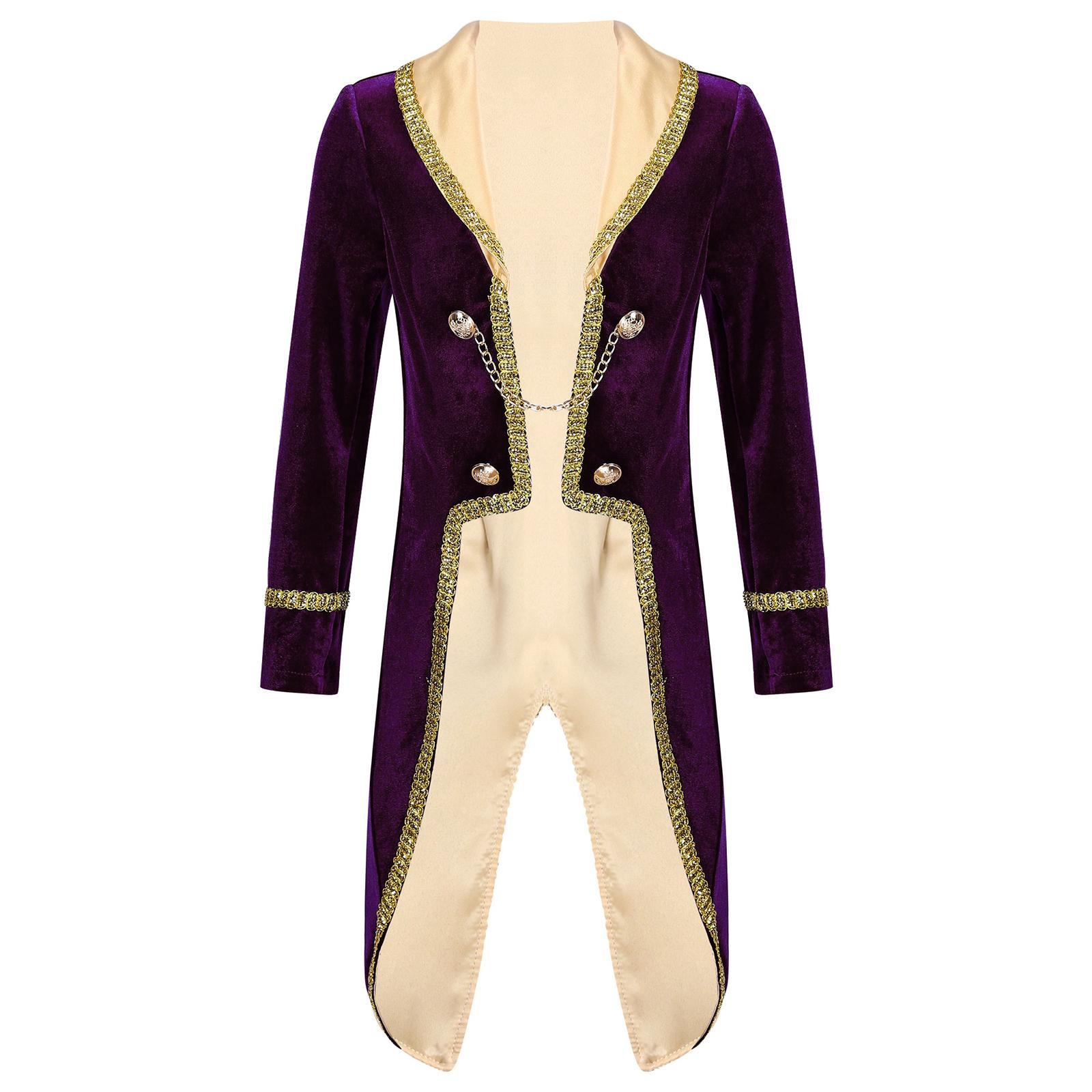 

Костюм Принца для хлопчика Вінтажний Королівський Двір Косплей Піджак-смокінг з довгим рукавом Набір для перевдягання на тематичну вечірку 9-12 Months фіолетовий