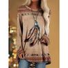 Retro etnický styl Dámské tričko s dlouhým rukávem Každodenní ležérní Dámský elegantní top s dlouhým rukávem Street fashion Dámský top