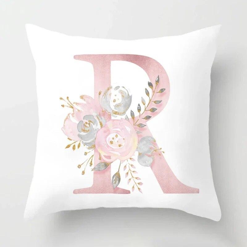 45x45cm Pink Rose 26 Letters Pillowcase Wedding Party Decoration Sofa Car Creative Ornament Couple Home Cushion Cover