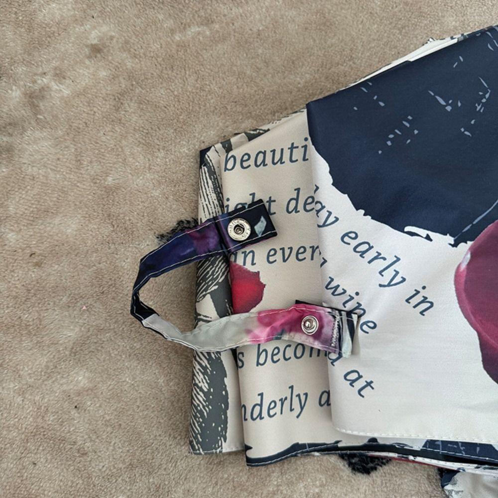 Rose Pattern Folding Umbrella Reinforced Frame UV Protection Umbrella Automatic Umbrella  Sunny