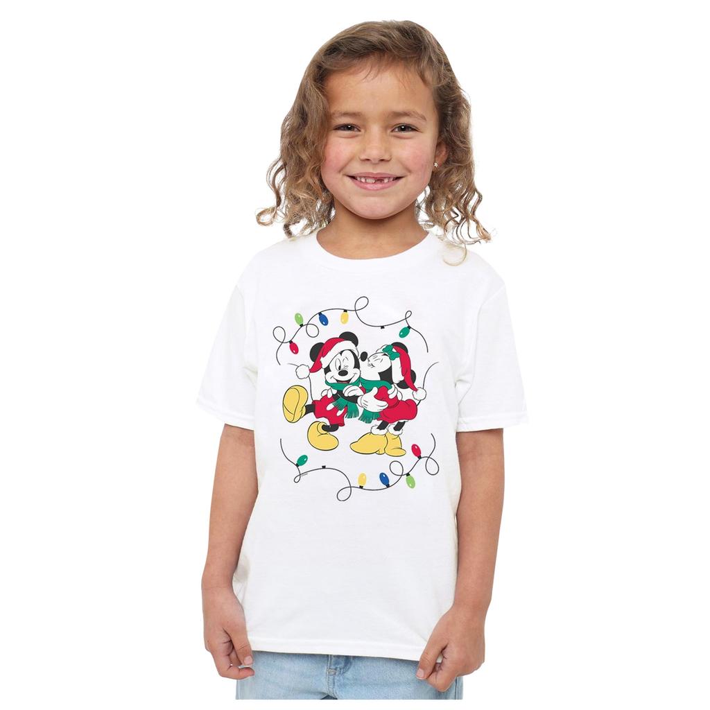Disney Childrens/Kids Mickey & Minnie Mouse Kiss Christmas T-Shirt