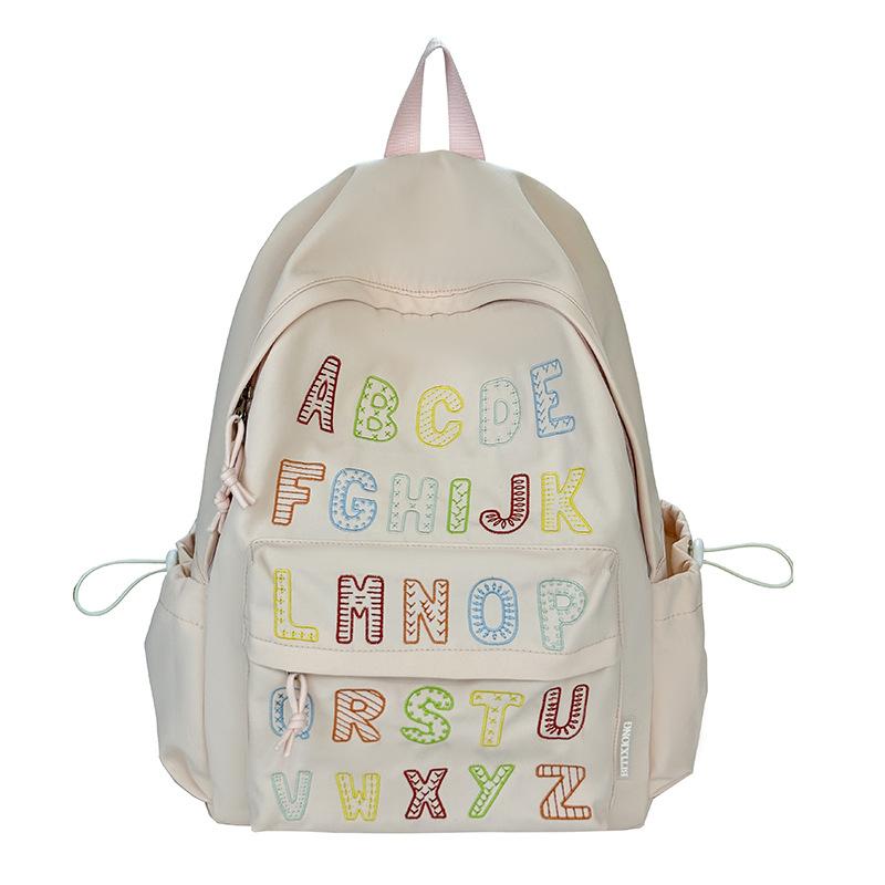 Schoolbag Color Alphabet School Bag Female Cute Girl Large Capacity Backpack Going Out Macaron Color Light Backpack