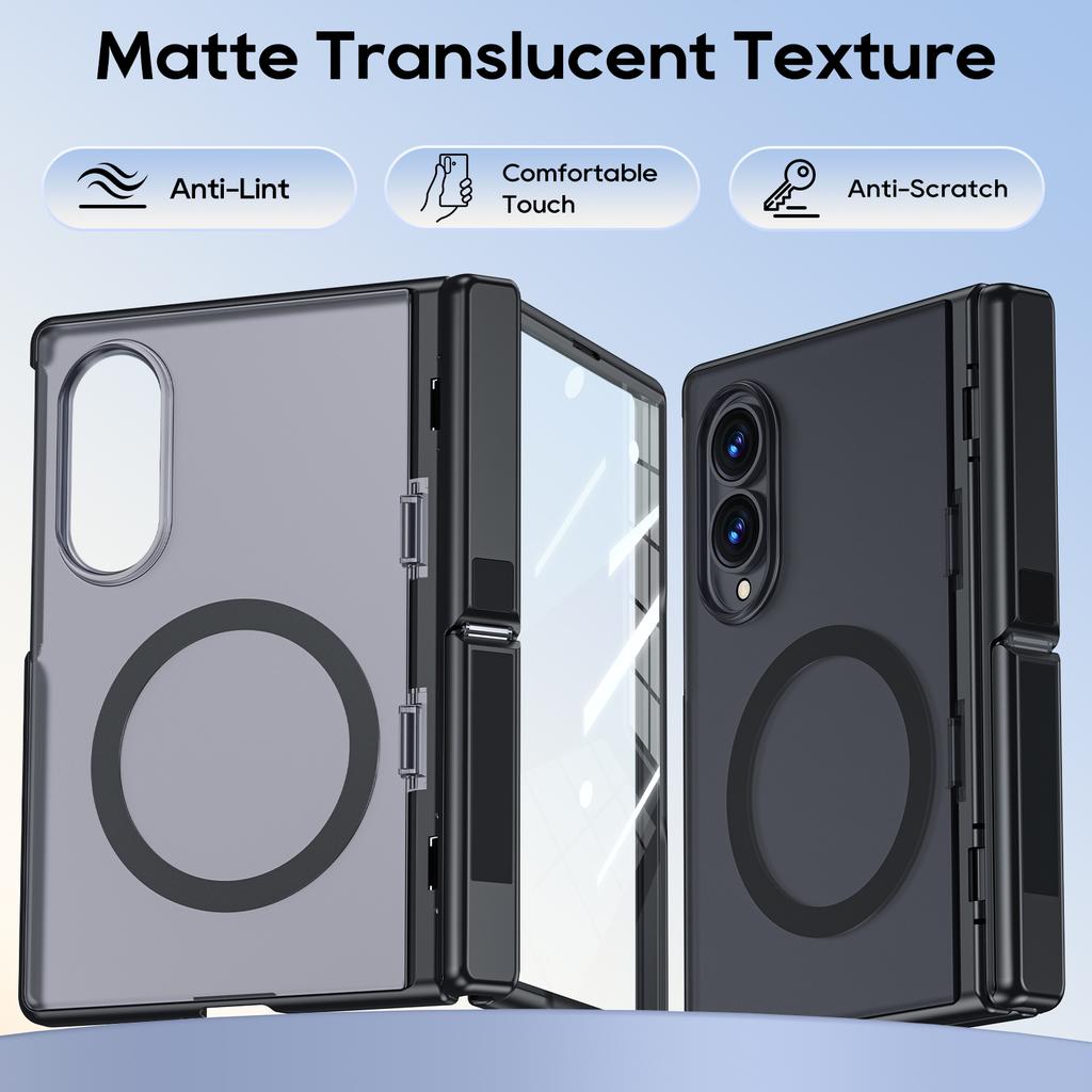 Samsung Galaxy Z Fold 8 Protective Case with Full Hinge Protection and Magnetic Ring Hidden Kickstand-Black