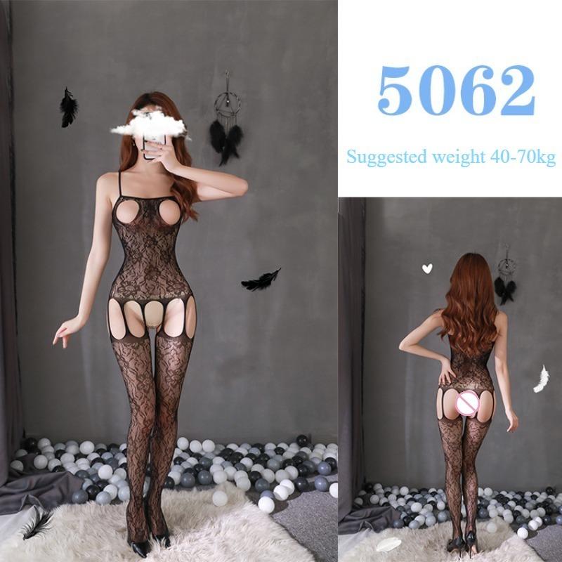 Sexy Lingerie Sexy Mesh Clothing Stockings Mesh Socks Open Cut No Take Off Women's Hollow Out Uniform Set  Jumpsuit Socks