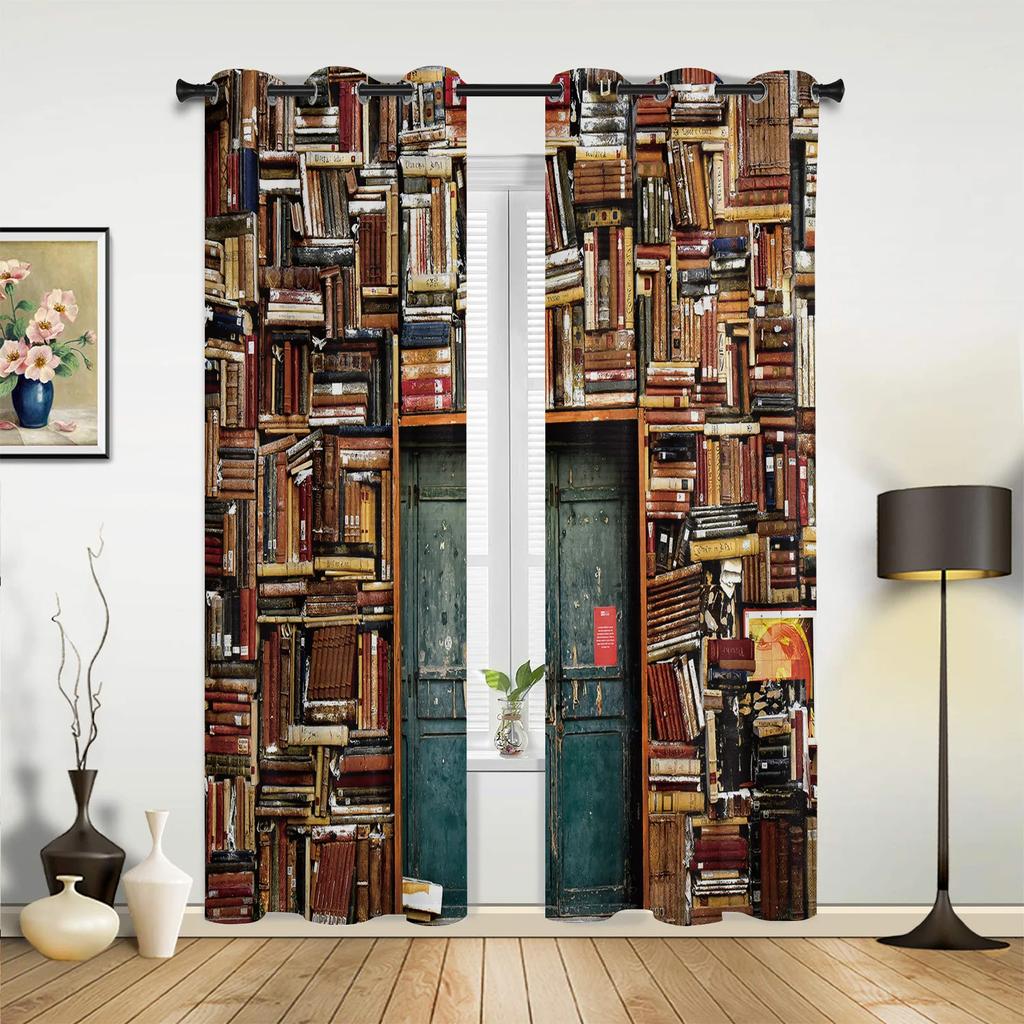 Bücherregal Bibliothek Buch Vorhänge für Schlafzimmer Wohnzimmer Vorhänge Küche Kinderzimmer Fenster Vorhang Moderne Heimdekoration