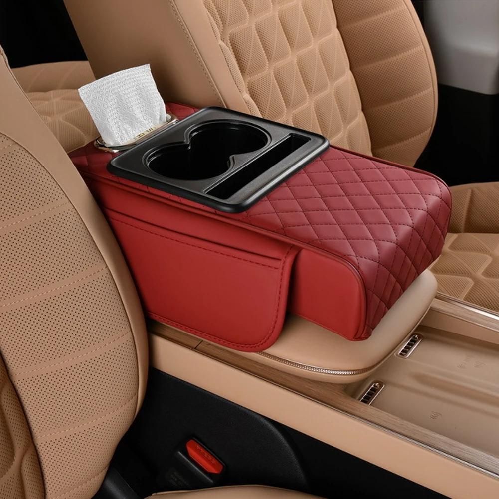 High Quality Car Armrest Cover Thicken Height Pad Arm Rest Cushion with Pocket Tissue Cup Holder Memory Cotton Elbow Support Pad