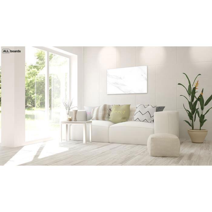 Tableau Magnétique - Motif Marbre Blanc - 90x60cm - Acier - Effaçable et Décoratif