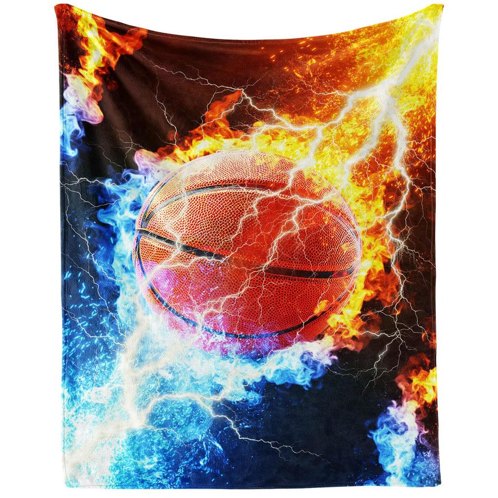 Basketball-themed graffiti Printed Blanket for Sofa Bed Travel Camping Living Room Office Conditioning Blanket