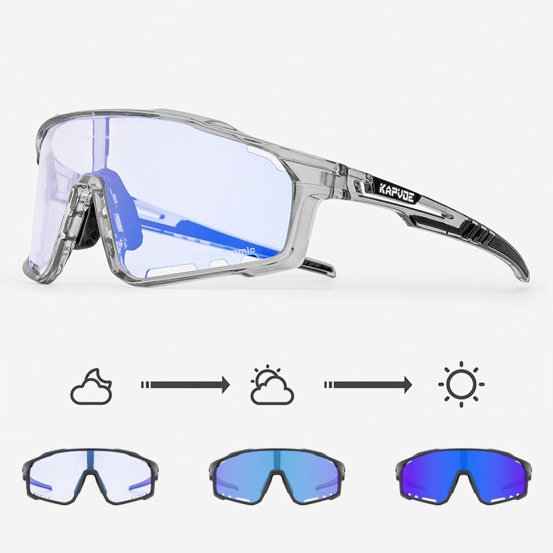 Kapvoe Gold Photochromic Glasses Cycling  Sunglasses Men Women Sports Speed Road Mtb Mountain Bike Bicycle Cycle Eyewear Goggle