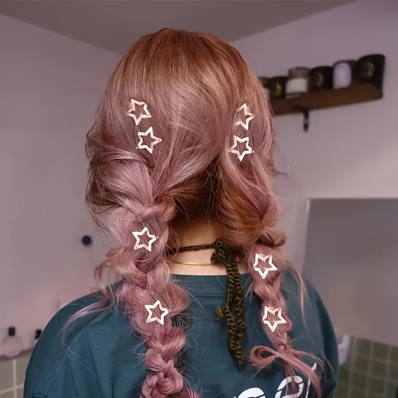 10 Star Shaped Hair Clips, Women'S Non Slip Silver Metal Hair Accessories, Suitable For Street Styling