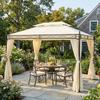 Garden Gazebo, 4 x 3 m, Double Roof, Anti-UV Steel, 400 x 300 x 280 cm, Cream