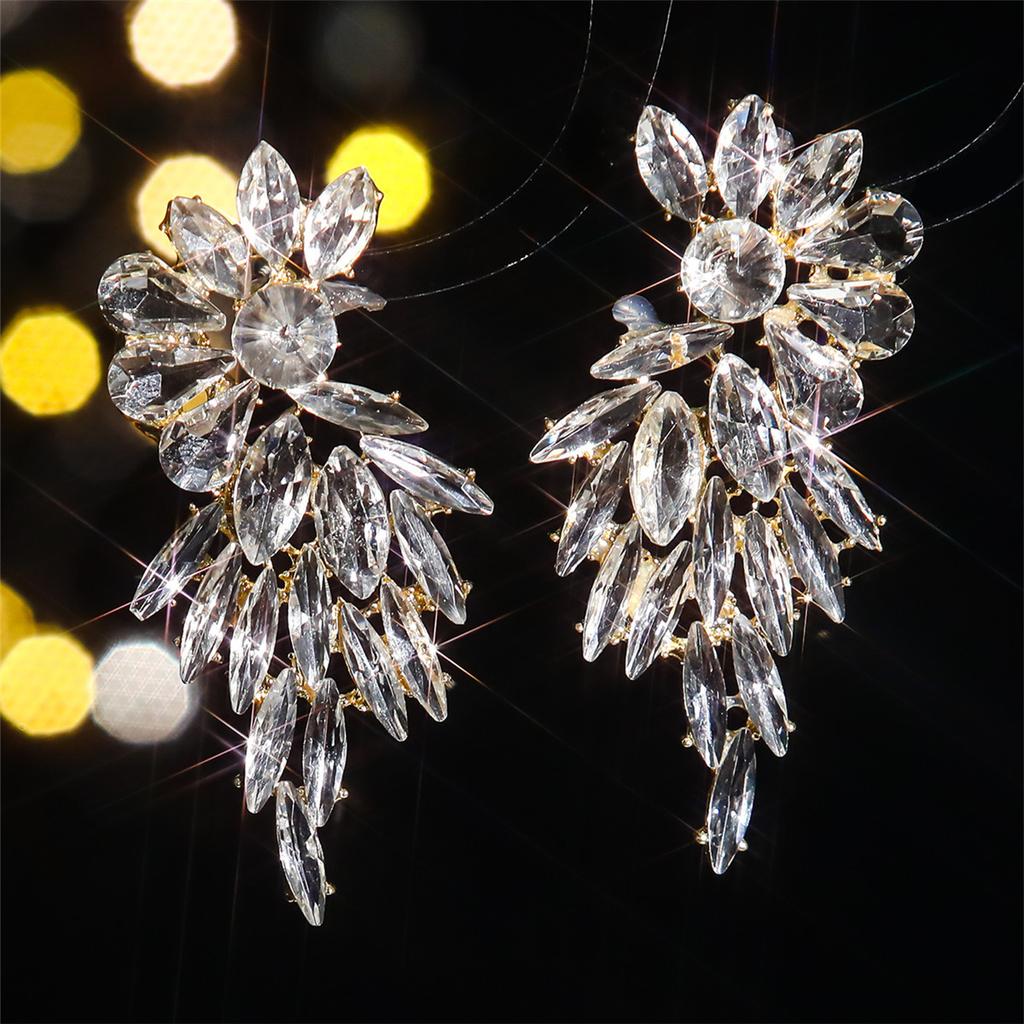 Mode, Luxus Buntglas Strass Ohrringe Damen Übertriebene Stecker Ohrringe Ohrringe