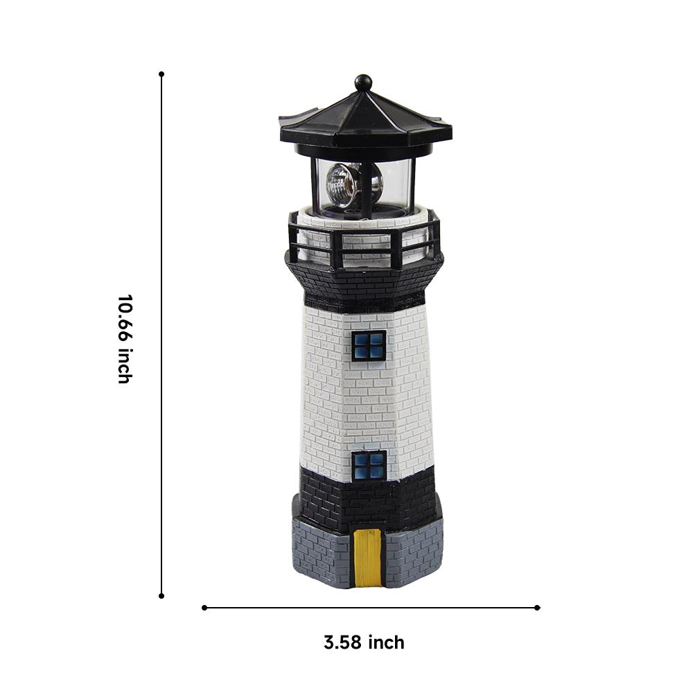 

Lighthouse Solar LED Light Beacon Garden Fence Lamp Outdoor Rotating Lamp Solar Courtyard Decoration Patio Walkway Lights чорний