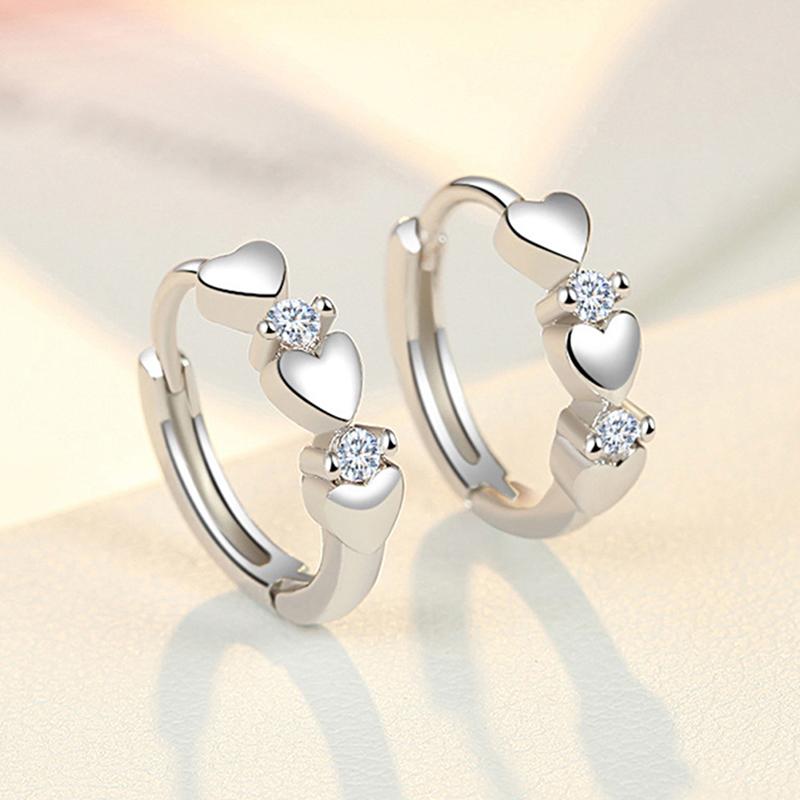 Love Shape Weight Loss Pure Silver Cubic Zirconia Magnetic Therapy Thin Earring