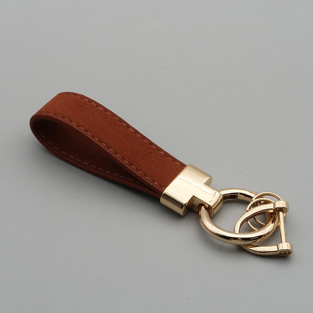 Laser Custom Logo Keyring Box Set Gift Personalized Name Number T Buckle Suede Leather Keychain Bag Car Key Chain Men’s Women‘s