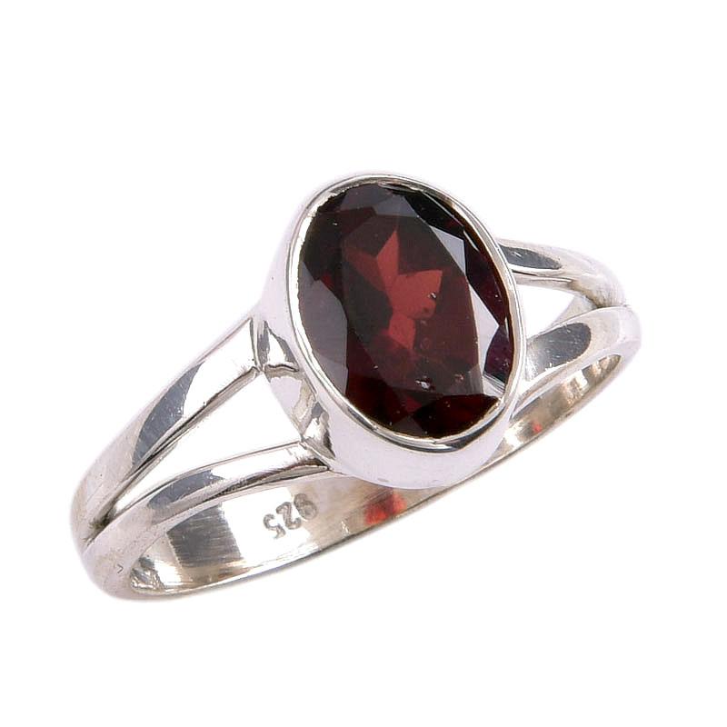 Piatră prețioasă Granat Natural Lucrat Manual Argint Sterling Solid 925 Bijuterii Inel S.7 G5L49