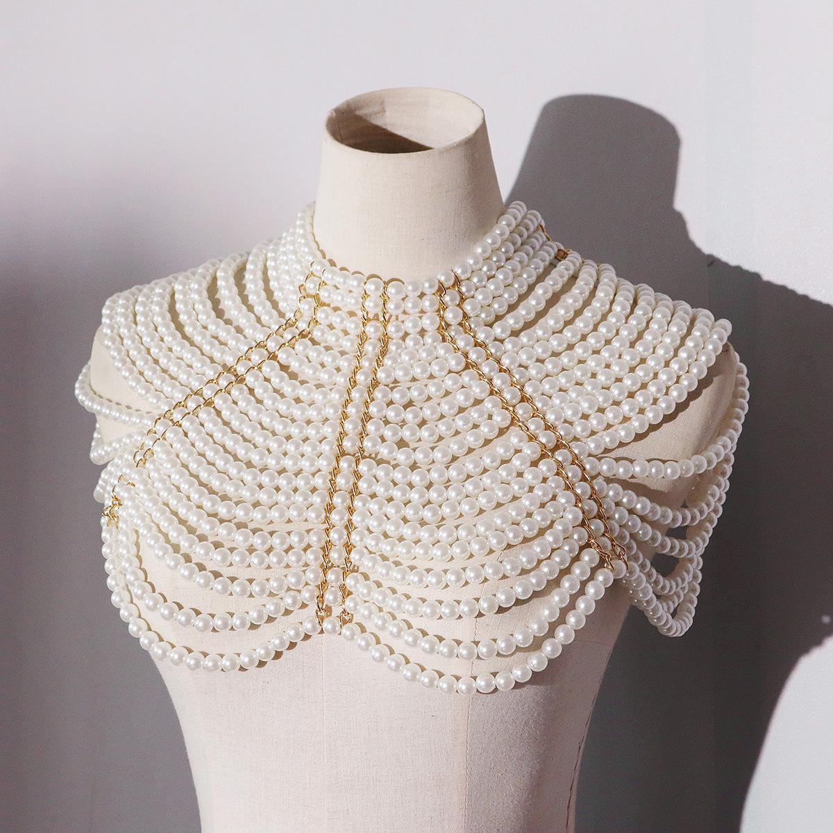Pearl Tassel Body Chain: Handmade Woven Faux Pearl Dress Accessory