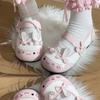 Lo shoes flat single shoes female sweet cute pink spot bow big head kitten jk uniform shoes