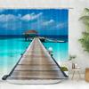 Tenda da doccia per bagno con paesaggio marino, spiaggia tropicale, oceano, foglia di palma, tende da doccia lavabili in tessuto di poliestere, arredamento per la casa