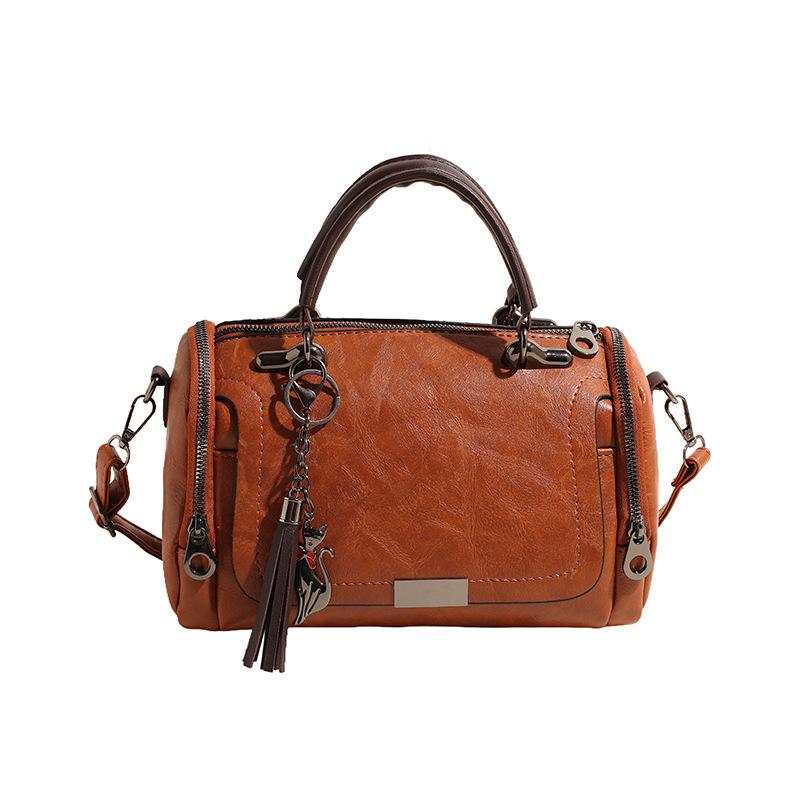 Tassel Decor Handbag Women Large Capacity Shoulder Bags Fashi Zipper Ladies Crossbody Bag With Removable Strap