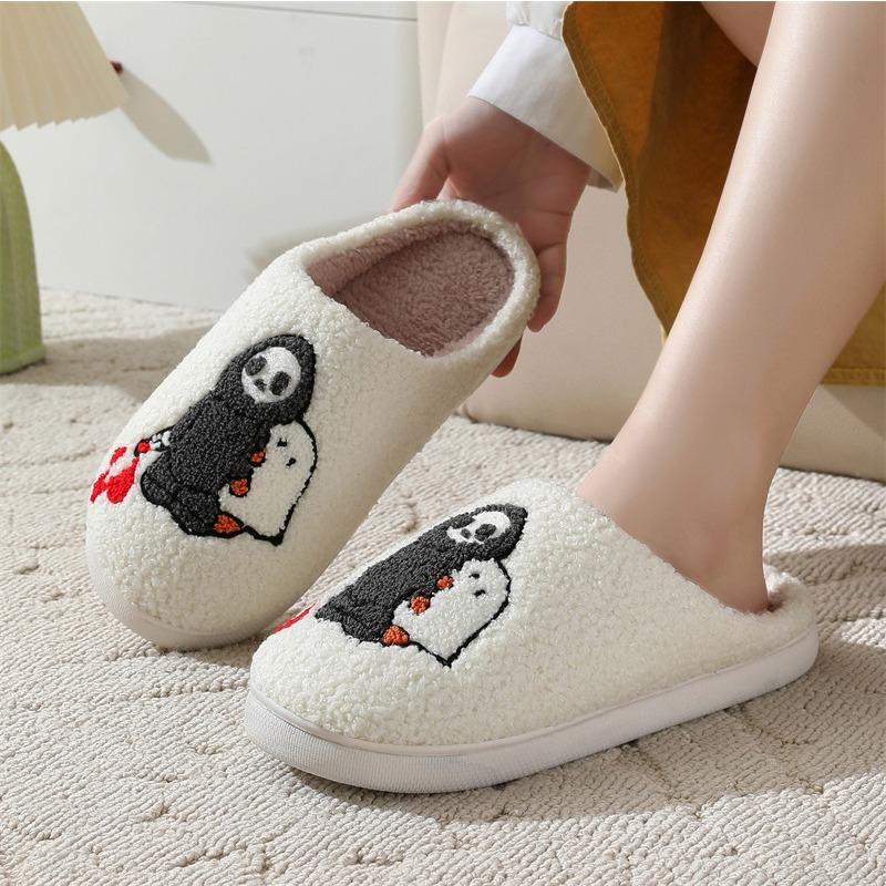 Winter Halloween Grim Reaper Slippers Women's Household Indoor Non-slip Home Cotton Slippers Winter TEMU