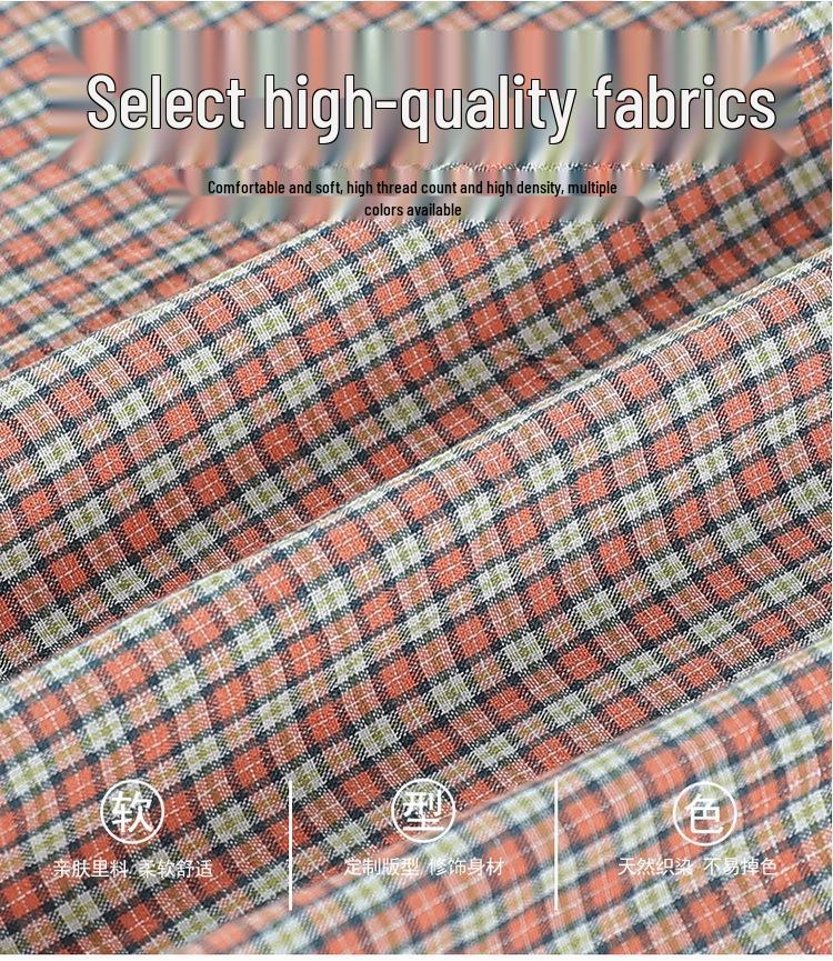 Spring Plaid Cotton Shirt for Young, Middle-Aged, and Elderly Women: Long-Sleeve Casual Wear
