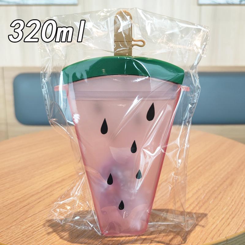 1pcs Watermelon Water Bottle Portable with Adjustable Strap Straw Cup Fashion Design ABS Material Leak Proof for Outdoor Sports