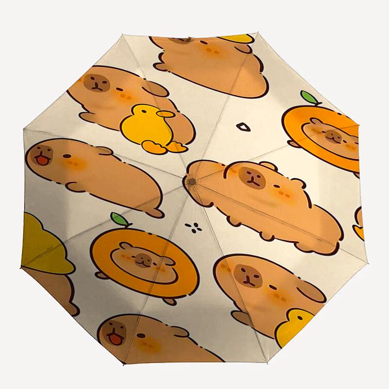 Capybara Themed Travel Umbrella-8 Ribs Automatic Opening and Closing, Portable Folding Design, Compact and Stylish Umbrella Suitable for Out