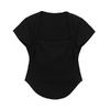 White Square Neck Short-sleeved T-shirt for Women's Summer New Hot Girl Pure Slim Design Top Base Shirt