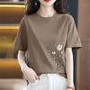 Women's Loose Fit T Shirts 2026 Summer Solid Printed Short Sleeve Round Neck Casual Top Plus Size Women Clothing T Shirt Women