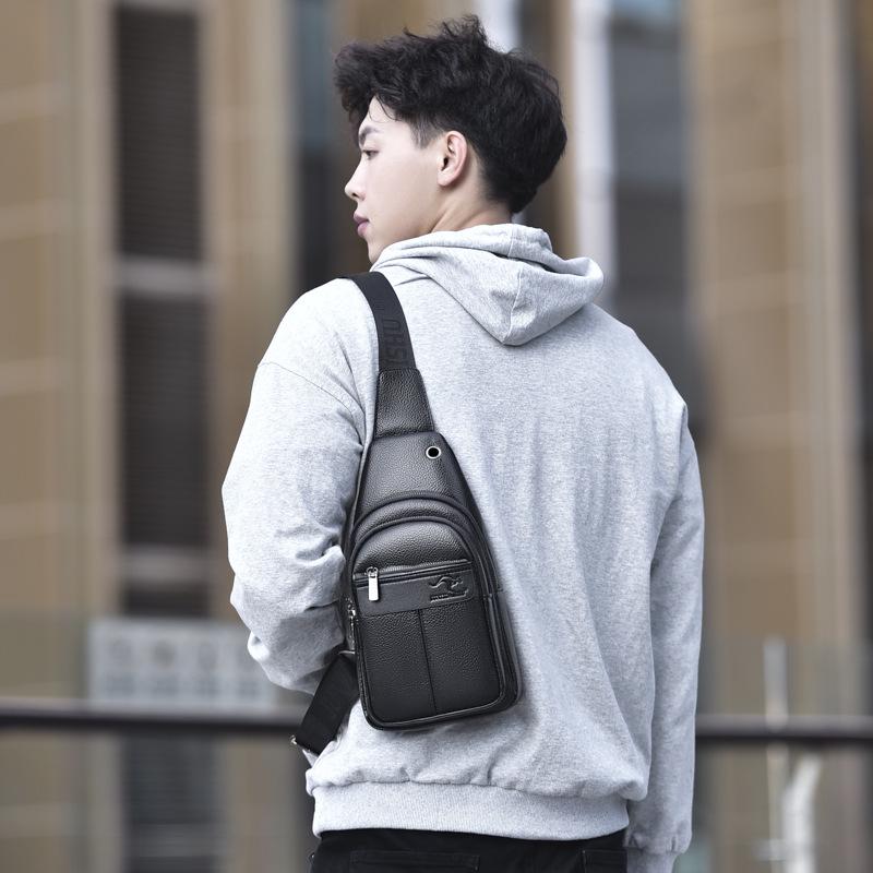 2025 Men's Large Capacity Soft Leather Crossbody Chest Bag with Multi-Compartments