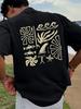 Men Surf Graphic T-shirt Black Yellow Tropical Beach Design Resort Short Sleeve Top Round Neck Top Men Clothing