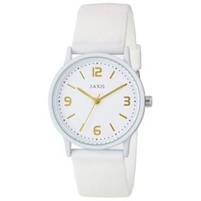 J-AXIS Damen HL205-W (Weiße Sonnenflamme für Damen) Runde Uhr Weiß Analog