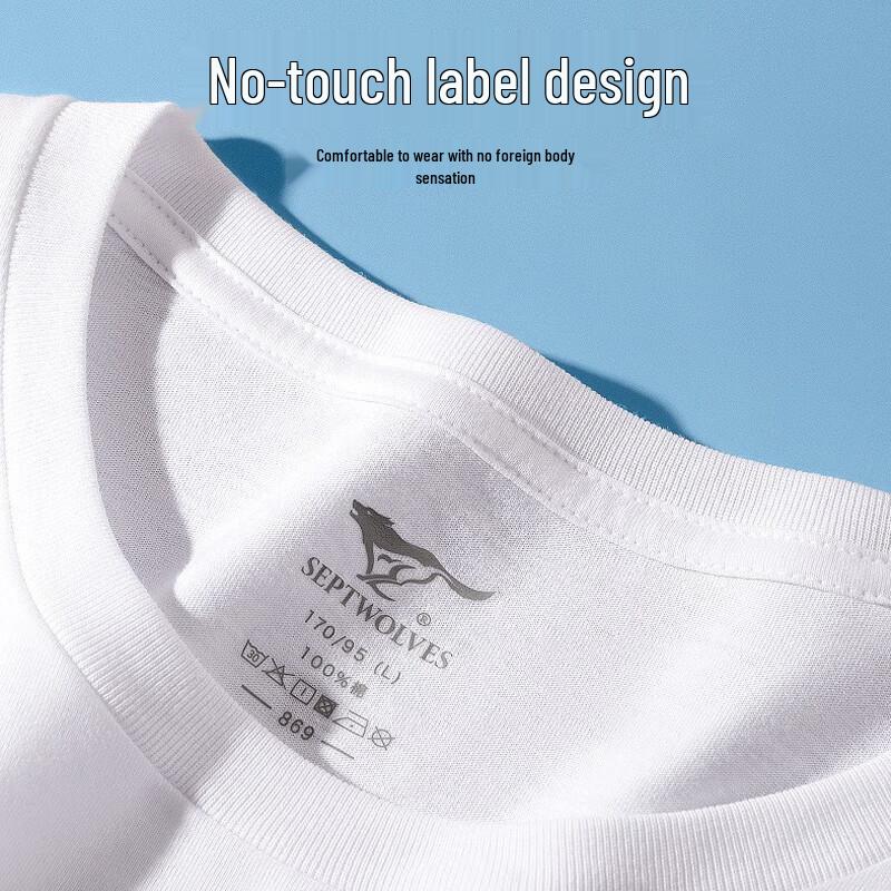 Septwolves Men's 100% Cotton Round Neck Short Sleeve T-Shirt