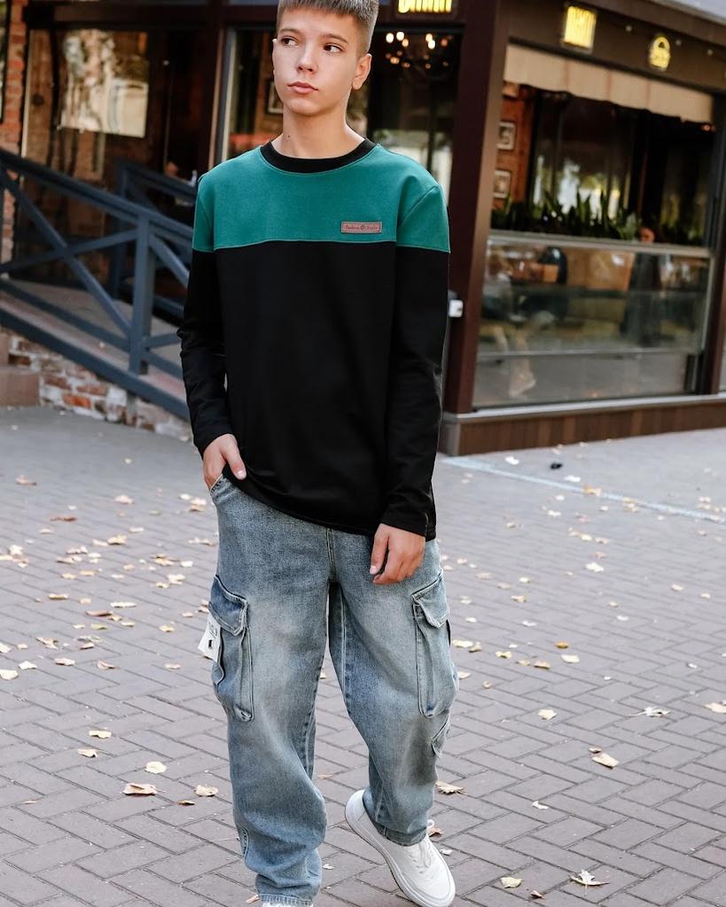 Boys’ Sweatshirt – Stylish Two-Tone Double-Knit Fabric, Comfortable Fit, Any Season, 6387-057 HC