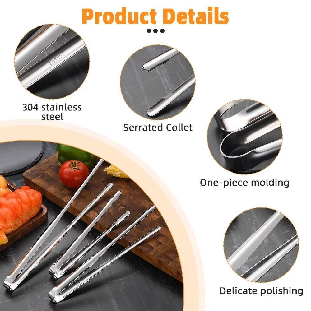 1Pcs Non-Slip Grill Tongs 7/9/12Inch BBQ Steak Clip New Food Clip  Cooking Utensils