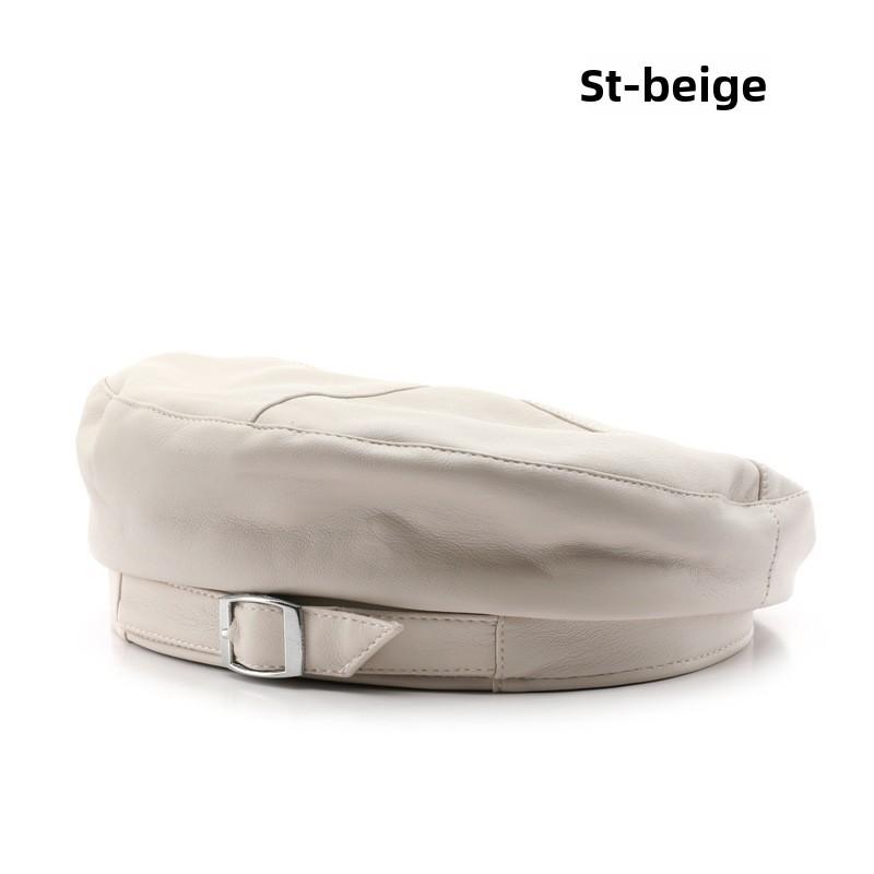 

Black Pu Eight Point Cap With Sunshade And Breathable Design For Fall Winter Fashion бежевий