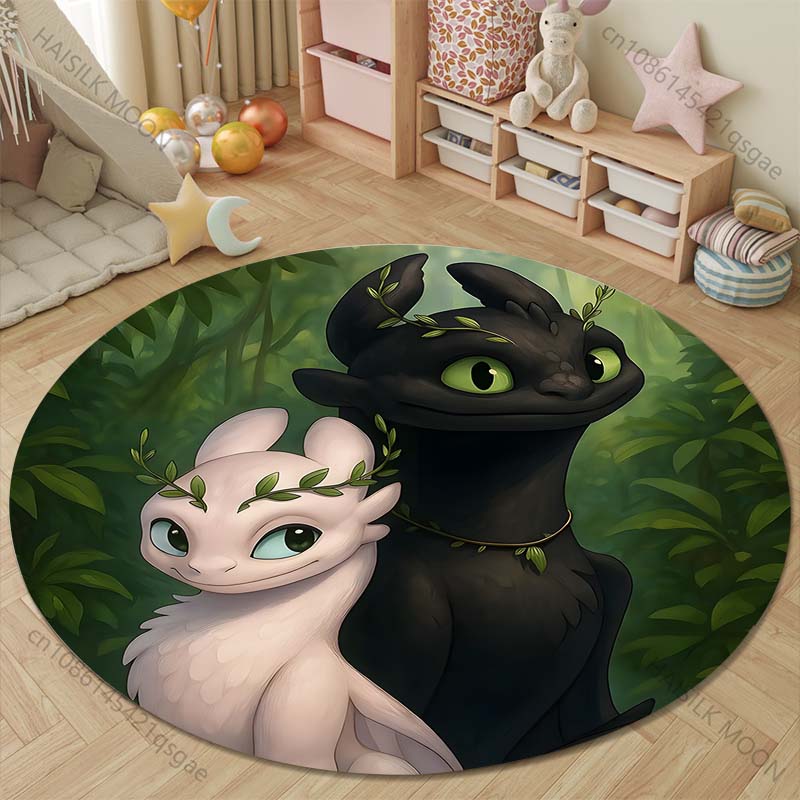 Multiple Sizes How T0 Train Your D-Dragon Print Round Rugs Carpet for Living Room Bedroom Kids Room Bath Chair Mat Home Decor