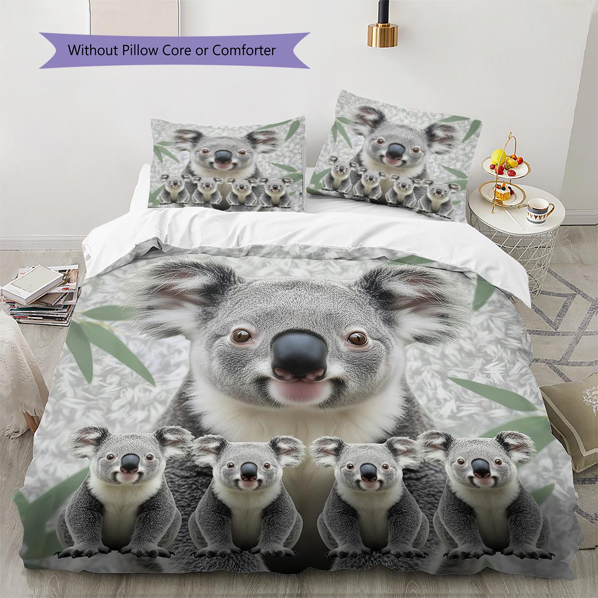 

Koala Mink Pattern Bedding Quilt Set Quilt Cover Pillowcase Home Decoration Gift (1 * duvet cover + 2 * pillowcase, without core) 135x200cm