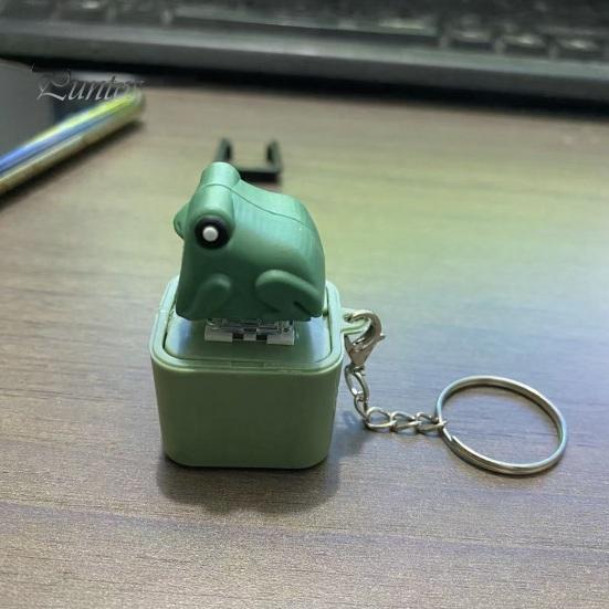 Beruhigendes Büro-Gadget Möwe Frosch Soundknopf Schlüsselanhänger, Kreatives Stressabbau Sprachspielzeug mit Geräuscherzeugendem Schlüsselanhänger Tiergeräusche & LED-Licht,