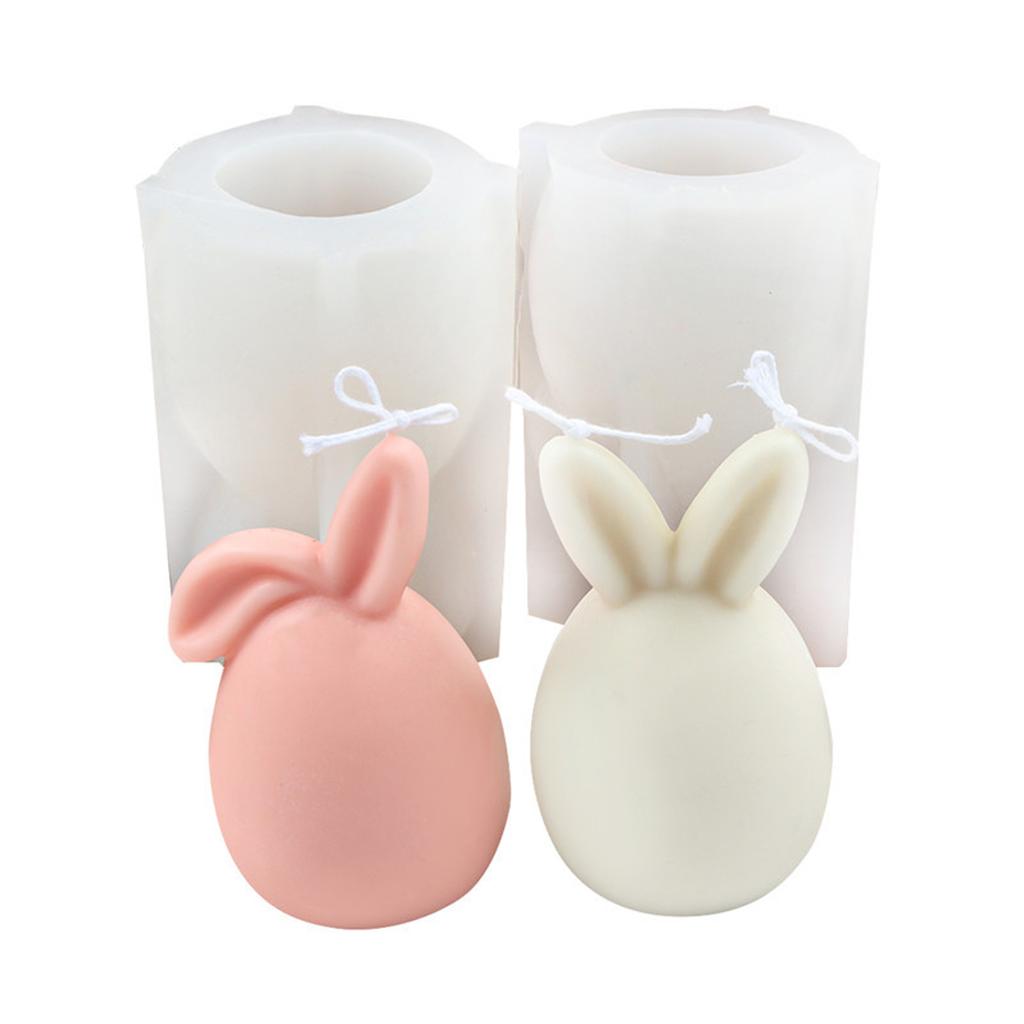 3D Rabbit Egg Mold Silicone Candle Mold for Making Fondant Cake Soap Holiday Decorations