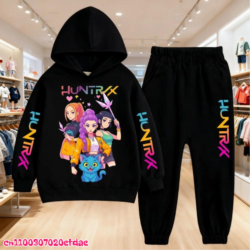 Autumn Winter Children's Hoodie KPop Demon Hunters Clothing Leisure Outerwear Sweatshirt +pants Set Boys Girls Gift