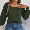 Vintage Løs Langermet Cardigan Genser Ensfarget Strikk O-hals Topp Høst Vinter
