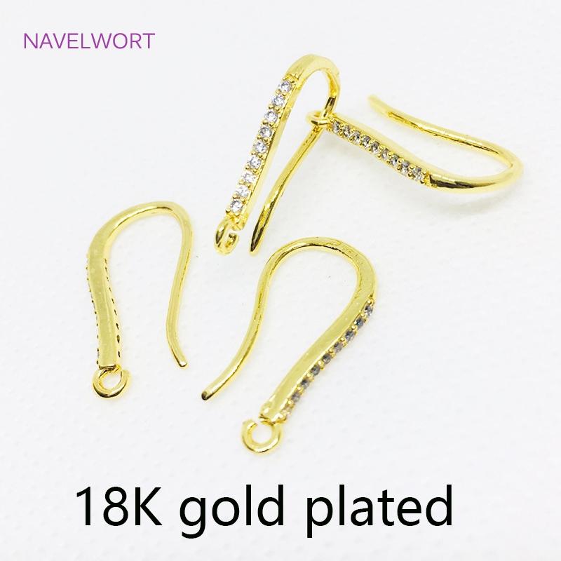 Multi Sizes 14K Gold Plated U Shape Earring Hooks Fittings Inlaid Zircon Ear Wire Hooks For DIY Jewelry Making Accessories Craft