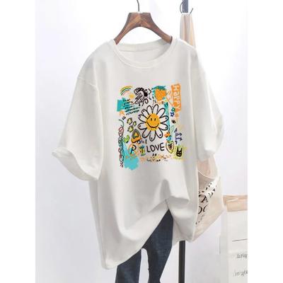 Summer New European Style White Short-sleeved Women's T-shirt Age-reducing Beautiful and Fashionable Short-sleeved Graphic Y2K