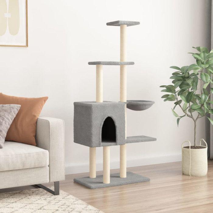 VidaXL Arbre à chat avec griffoirs en sisal Gris clair 145 cm 172095