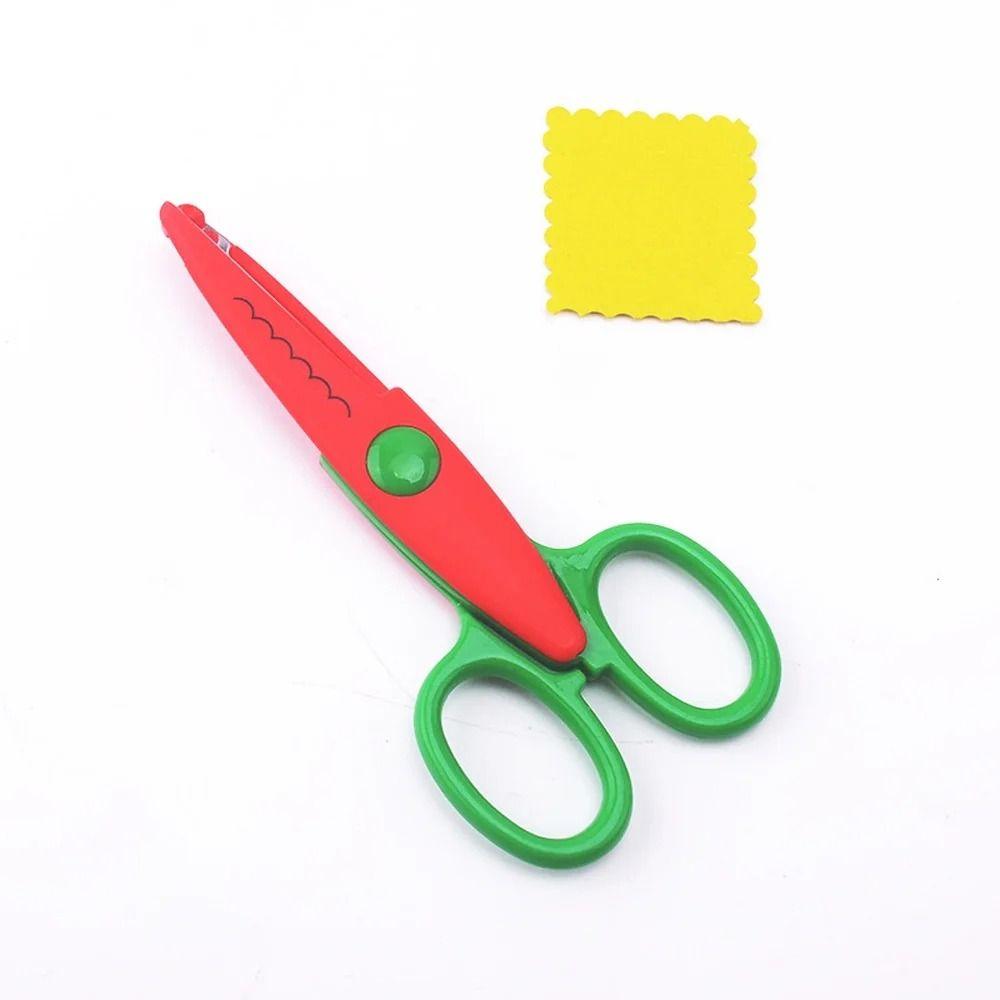 1/6PCS DIY Color Lace Scissors Comfortable Hand Small Round Head Paper Cuttings Scissors Wavy Pattern Stationery Art Tool